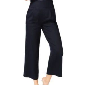 Linen Wide Leg Crop Pants - Navy - Size 2 - NWOT